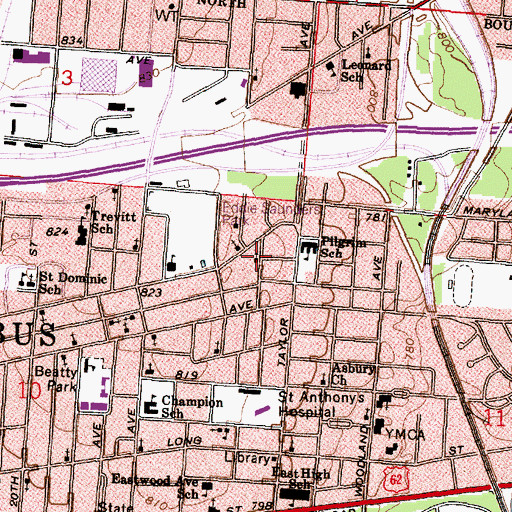 Topographic Map of Emmanuel Community Baptist Church, OH