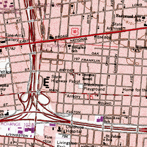 Topographic Map of First African Methodist Episcopal Zion Church, OH