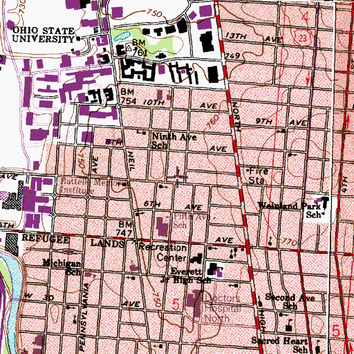 Topographic Map of First Church of the Nazarene, OH