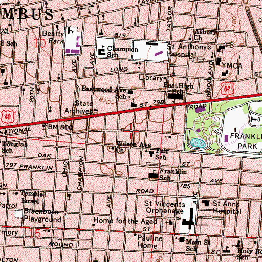 Topographic Map of Flintridge Baptist Church, OH