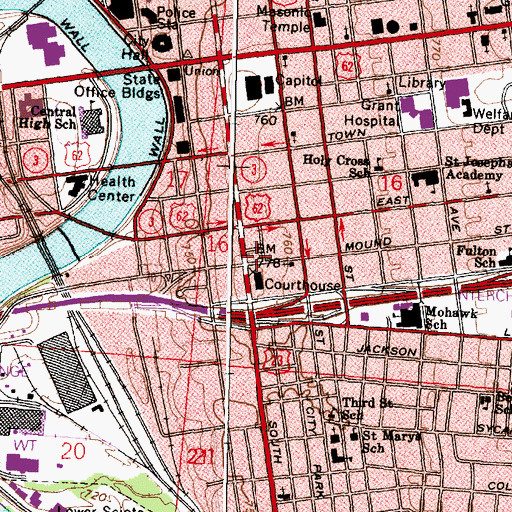 Topographic Map of Franklin Commons, OH