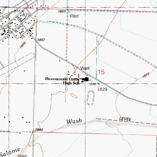 Topographic Map of Salome High School, AZ