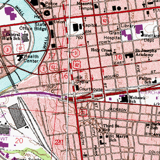 Topographic Map of Franklin County Juvenile Detention Center, OH