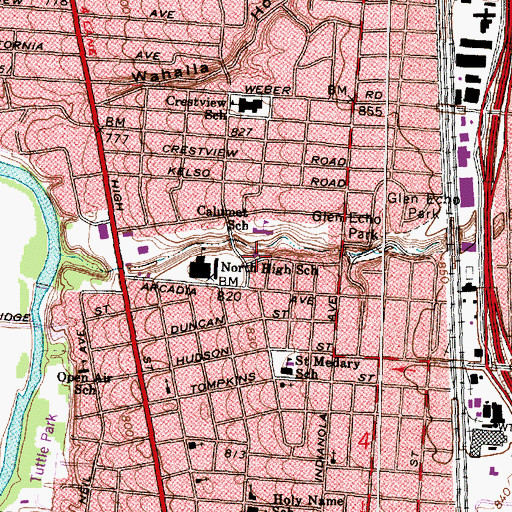 Topographic Map of Glen Echo United Presbyterian Church, OH