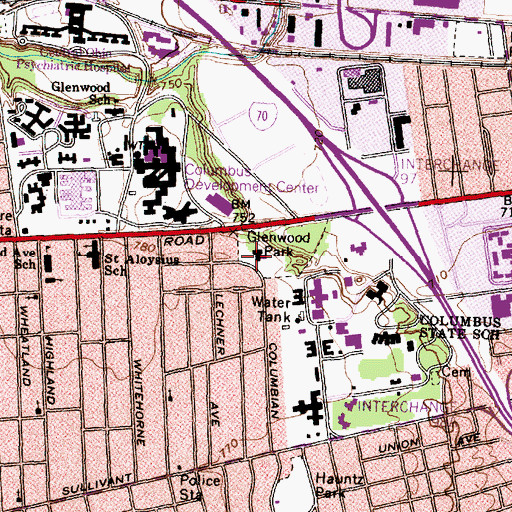 Topographic Map of Glenwood Recreation Center, OH
