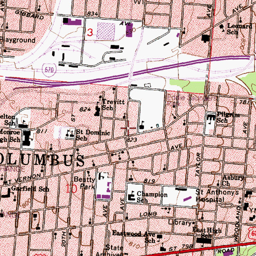 Topographic Map of Grace Temple, OH