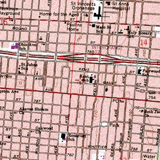 Topographic Map of Hebrew Baptist Church, OH