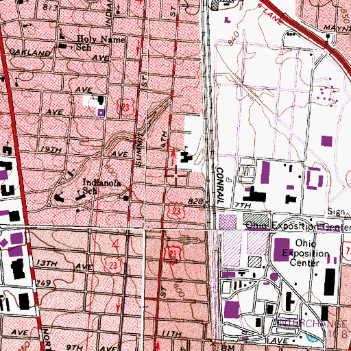 Topographic Map of Indianola Shopping Center, OH