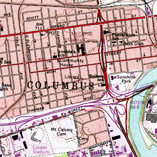 Topographic Map of Inner City Church, OH