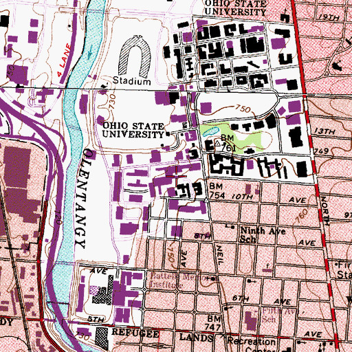 Topographic Map of Ohio State University the James Cancer Hospital, OH
