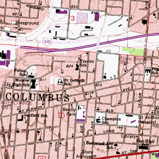 Topographic Map of Jireh House Full Gospel Church (historical), OH
