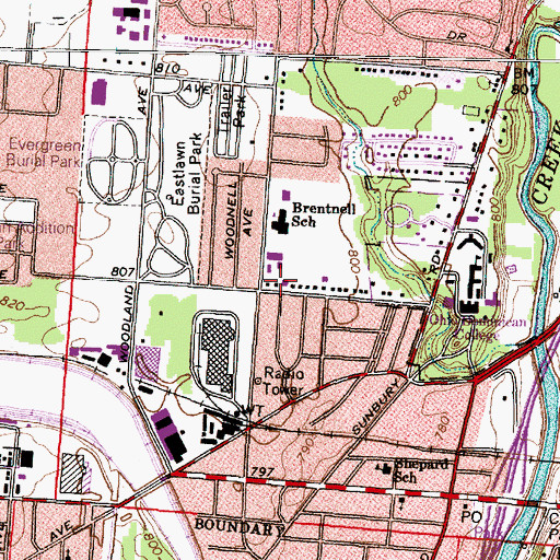 Topographic Map of Karl F Smith Bible School, OH
