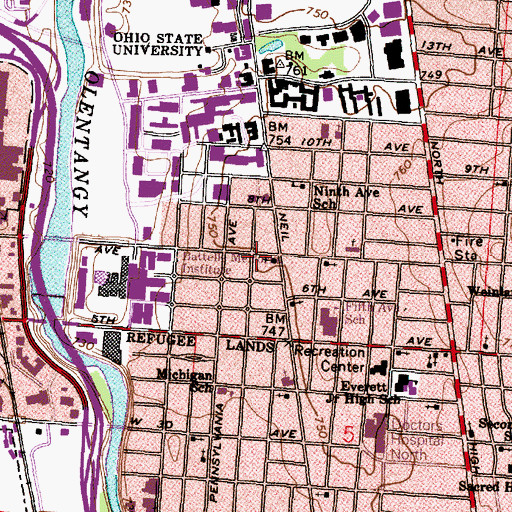 Topographic Map of King Avenue United Methodist Church, OH