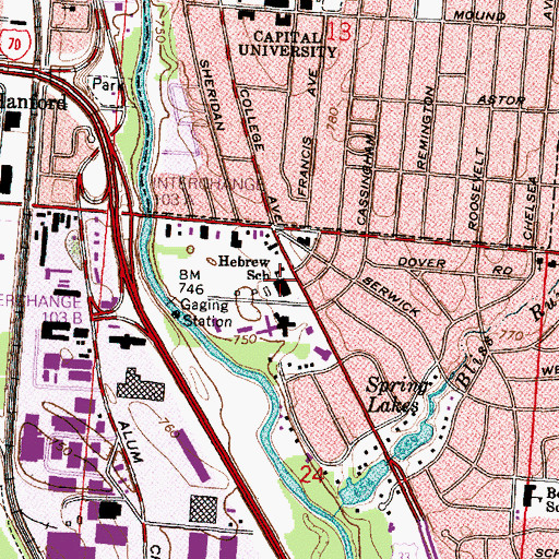 Topographic Map of Leo Yassenoff Jewish Center of Columbus, OH