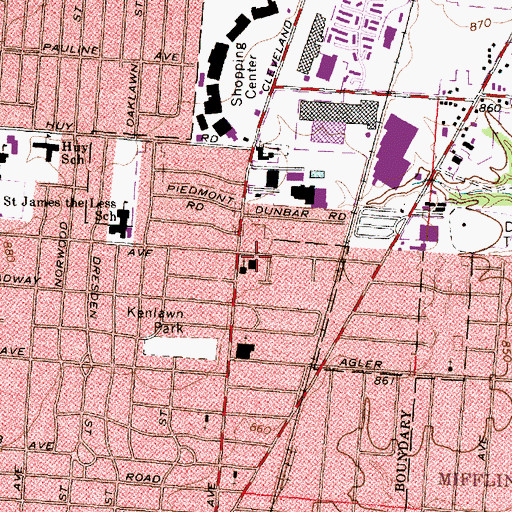 Topographic Map of Linden Church of Christ (historical), OH