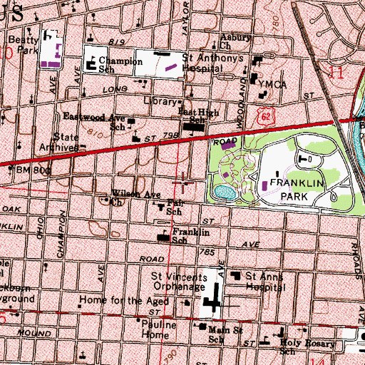 Topographic Map of Love Zion Baptist Church, OH