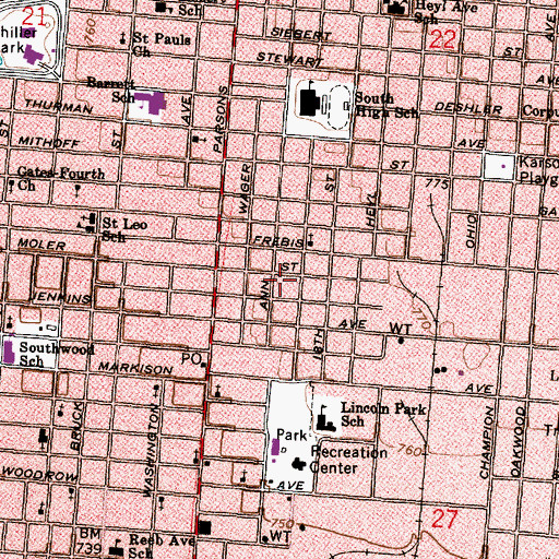 Topographic Map of Martin Luther Evangelical Lutheran Church, OH