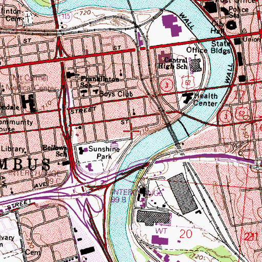 Topographic Map of McDowell Senior Citizens Recreation Center, OH