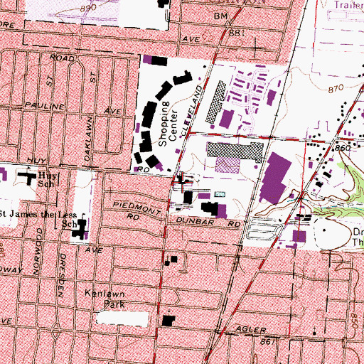 Topographic Map of McKendree United Methodist Church, OH