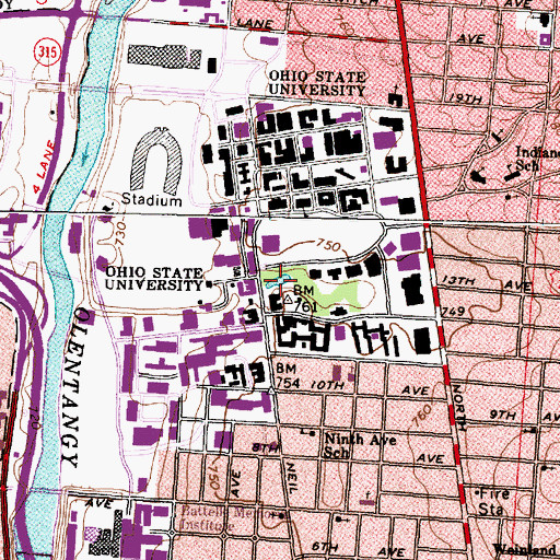Topographic Map of Mirror Lake, OH