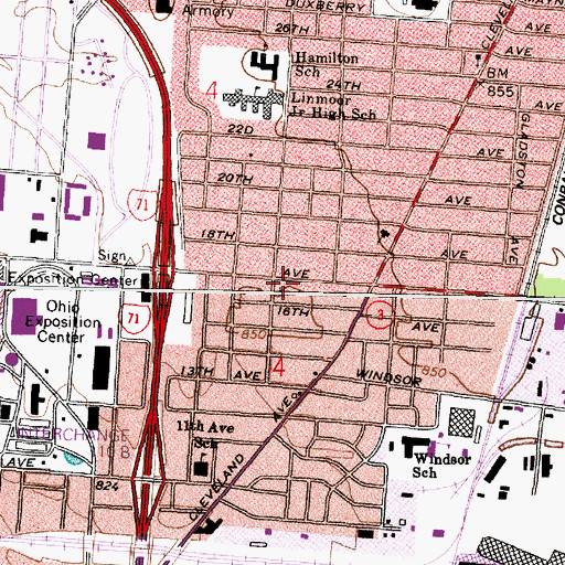 Topographic Map of Mount Lebanon Baptist Church, OH