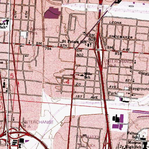 Topographic Map of Mount Nebo Baptist Mission, OH