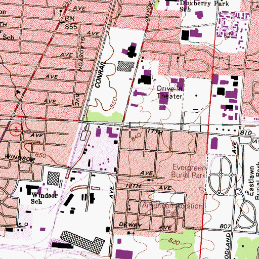 Topographic Map of Mount Zion Church of God in Christ, OH