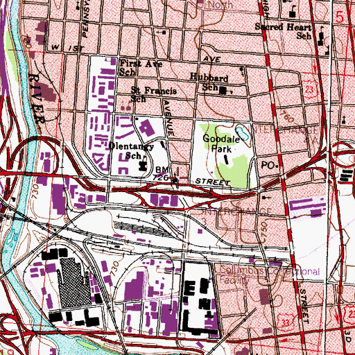 Topographic Map of Neil Avenue United Methodist Church, OH
