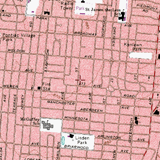 Topographic Map of New Hope Freewill Baptist Church, OH