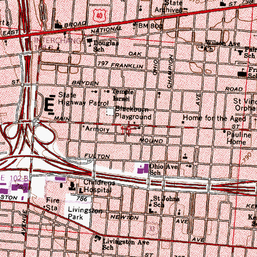 Topographic Map of New Hope Pentecostal Church, OH
