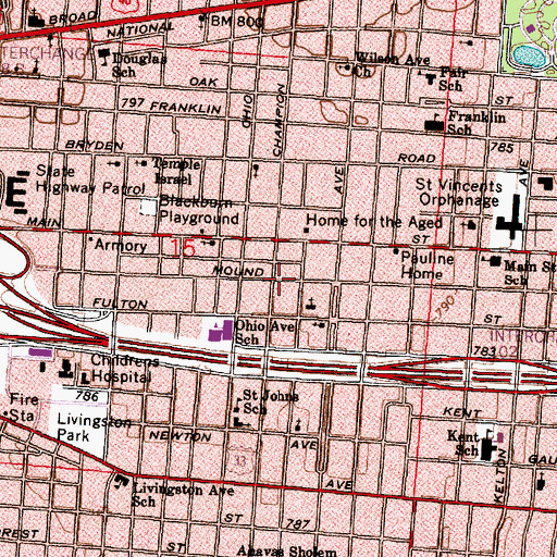 Topographic Map of New Zion Baptist Church, OH