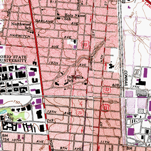 Topographic Map of North Columbus Friends Meeting House, OH