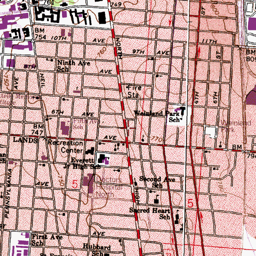 Topographic Map of Northside Branch Library, OH