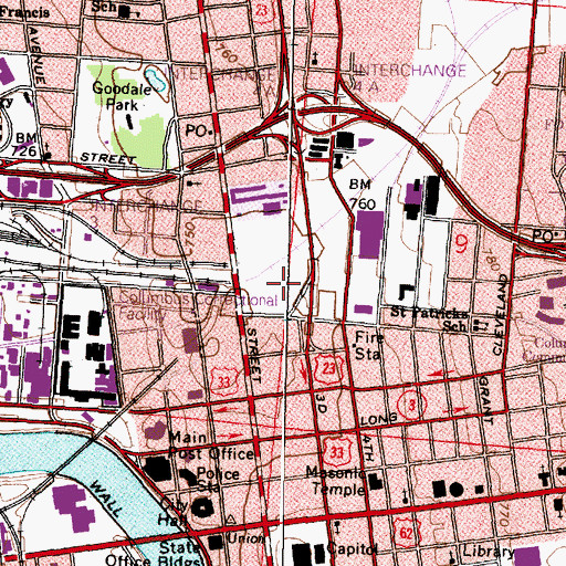 Topographic Map of Ohio Center, OH
