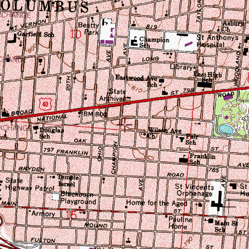 Topographic Map of Ohio Union Steadfast Primitive Church, OH