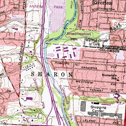 Topographic Map of Olentangy Christian Reformed Church, OH