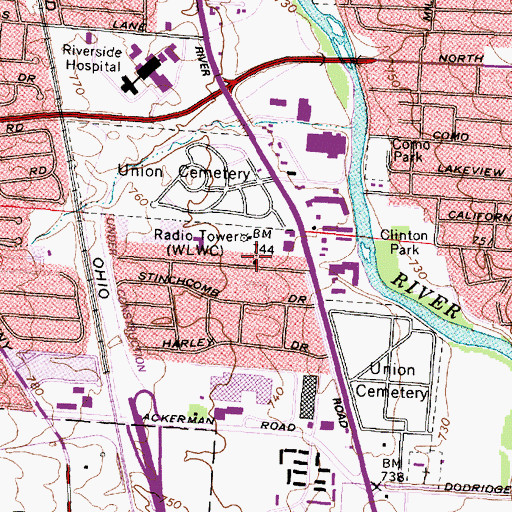 Topographic Map of Omar Elkhattab Mosque, OH
