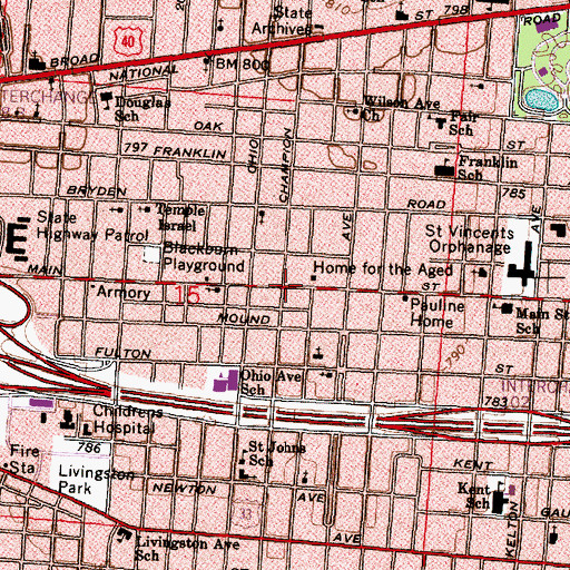 Topographic Map of Paradise Baptist Church, OH