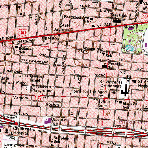 Topographic Map of Pentecostal Mission Deliverance Church, OH