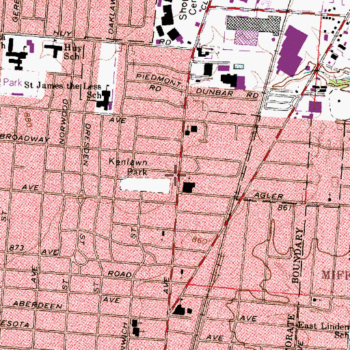 Topographic Map of Philadelphia Festive Baptist Church, OH
