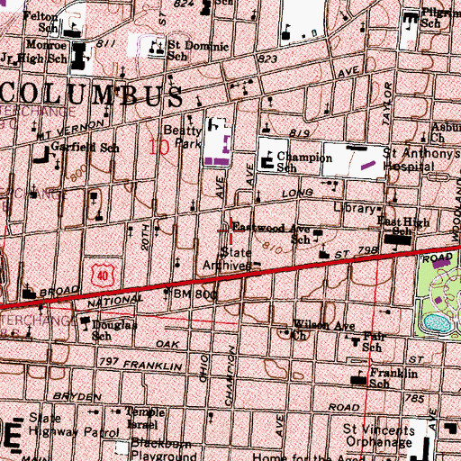 Topographic Map of Pleasant Hill Church of the Living God, OH
