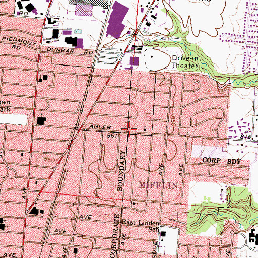 Topographic Map of Rhema Christian Center, OH