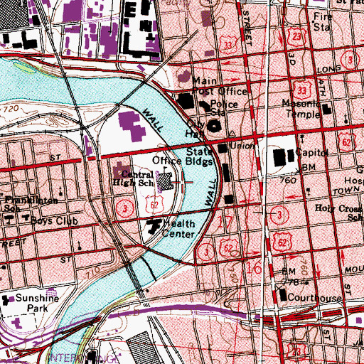 Topographic Map of Riverfront Amphitheatre, OH
