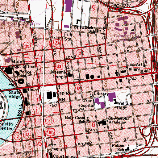 Topographic Map of Saint Joseph Cathedral, OH