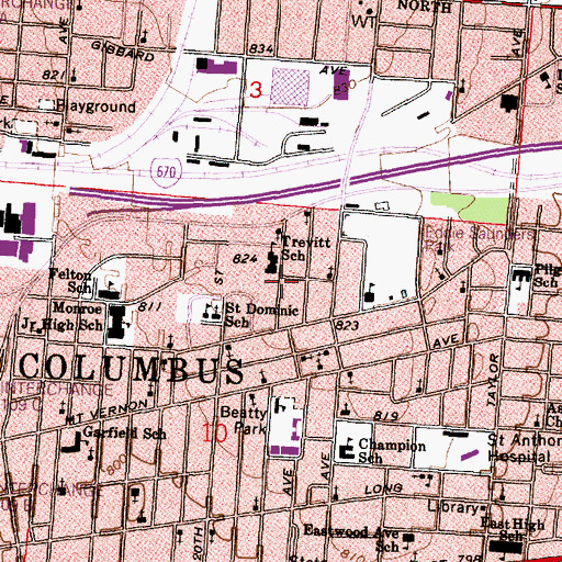 Topographic Map of Saint Mark African Methodist Episcopal Church, OH