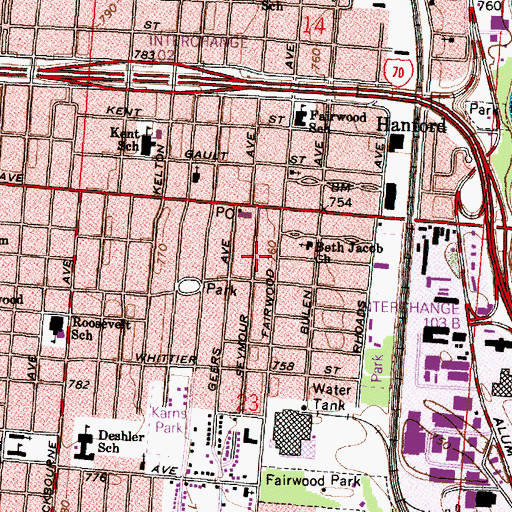 Topographic Map of Saint Paul Guiding Light Spiritualist Church, OH