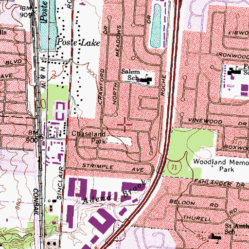 Topographic Map of Salem Baptist Church, OH