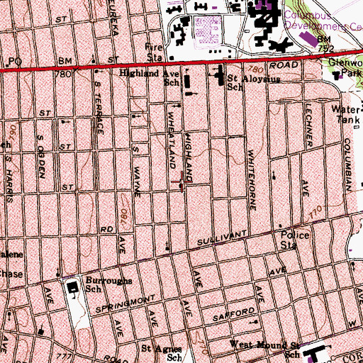 Topographic Map of Second Community Church, OH