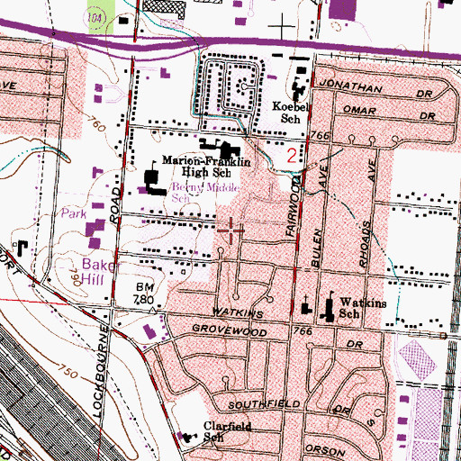 Topographic Map of Second Shiloh Baptist Church, OH