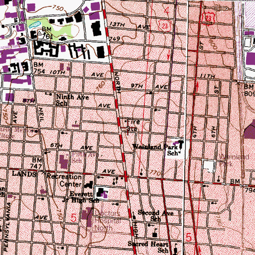 Topographic Map of Seventh Avenue Community Baptist Church, OH